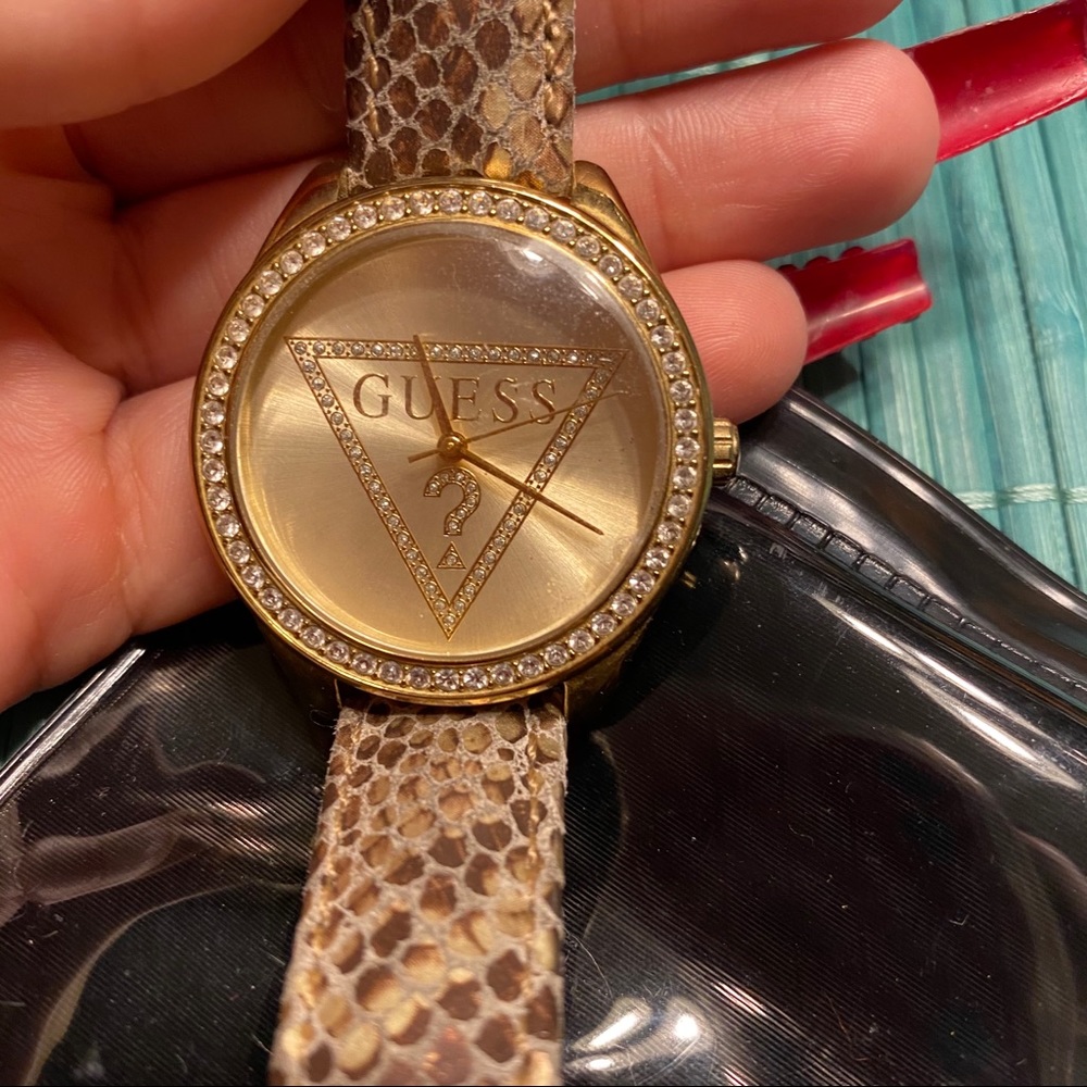 Guess Snakeprint Watch w/ Crystals